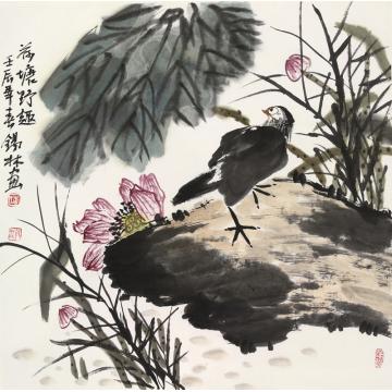 潘锡林国画花鸟荷塘野趣字画之家