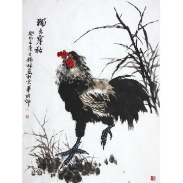 潘锡林国画花鸟独立寒秋字画之家