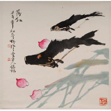 潘锡林国画花鸟鱼戏新荷动字画之家