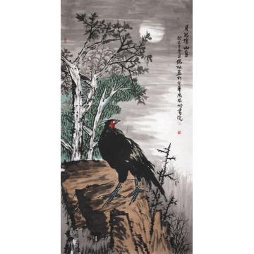 潘锡林国画花鸟月出惊山鸟字画之家