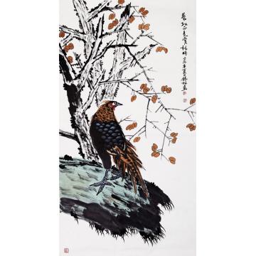 潘锡林国画花鸟叶红正是赏秋时字画之家