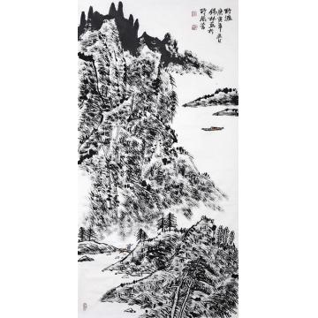 潘锡林国画山水野渡字画之家