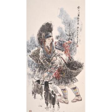 李秀峰国画人物哈尼山寨欢声多字画之家