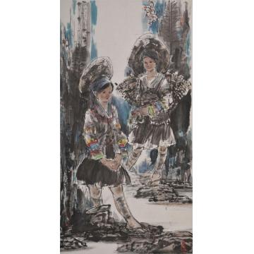 李秀峰国画人物泉水叮咚字画之家