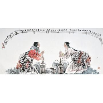 李秀峰国画人物清晨我来到美丽的牧场字画之家