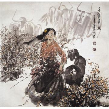 李秀峰国画人物春华第一支字画之家