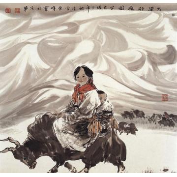 李秀峰国画人物大漠行旅图字画之家