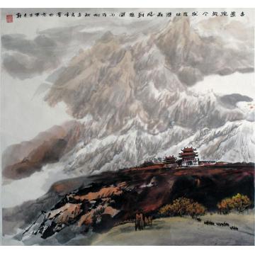 李秀峰国画山水古道驼铃今犹在 任随秋风到字画之家