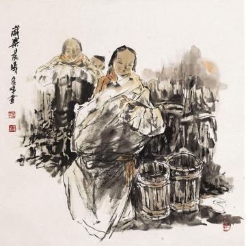 李秀峰国画人物藏寨晨曦字画之家