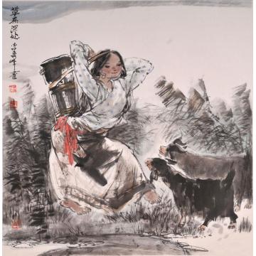 李秀峰国画人物草原深处字画之家