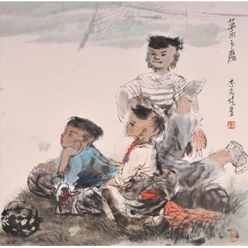 李秀峰国画人物草原之鹰字画之家