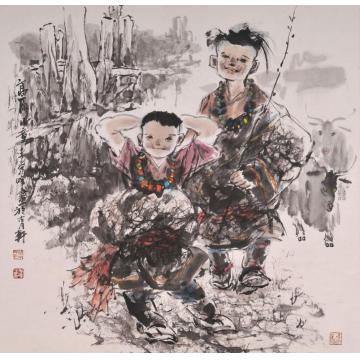 李秀峰国画人物高原儿童字画之家