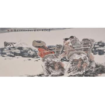 李秀峰国画人物春风送暖冰河开字画之家
