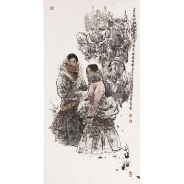 李秀峰国画人物美丽的姑娘见过万千 唯有你字画之家