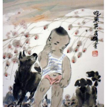 李秀峰国画人物吃果果字画之家