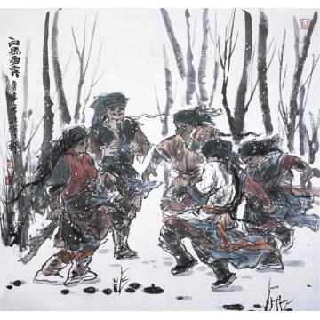 李秀峰国画人物白马雪霁字画之家