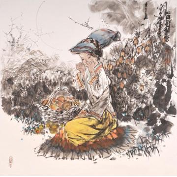 李秀峰国画人物笛声悠悠字画之家