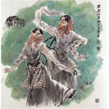 李秀峰国画人物东边的草地上字画之家