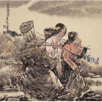 李秀峰国画人物高原野花香字画之家