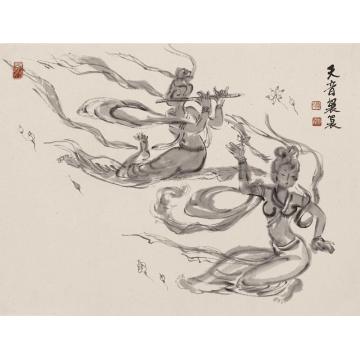 李秀峰国画人物天音袅袅字画之家