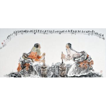 李秀峰国画人物清晨我来到美丽的牧场字画之家