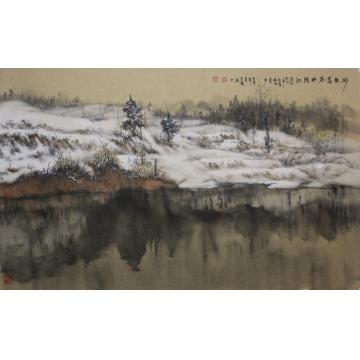 阚传好国画山水冰彩落花映瑶池字画之家
