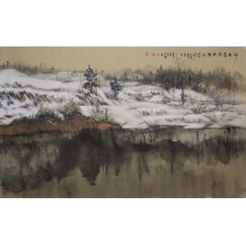阚传好国画山水冰彩落花映瑶池字画之家