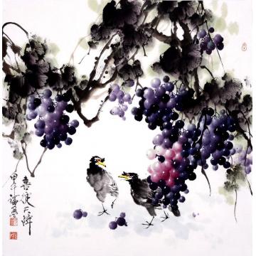 张福盈国画花鸟喜从天降字画之家