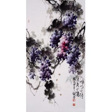 张福盈国画花鸟蜂鸣也诗，果香也酒字画之家