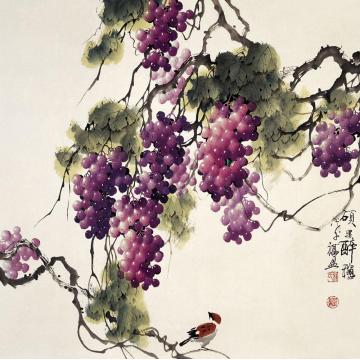张福盈国画花鸟硕果醉秋字画之家