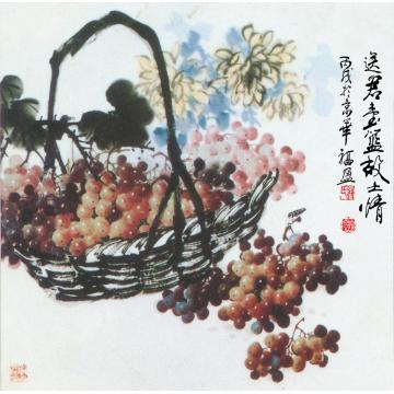 张福盈国画花鸟送君一篮故土情字画之家