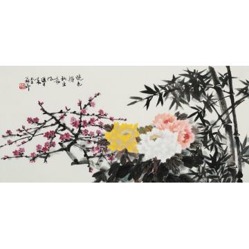 苏华国画花鸟晚色将秋至 长风送月来字画之家