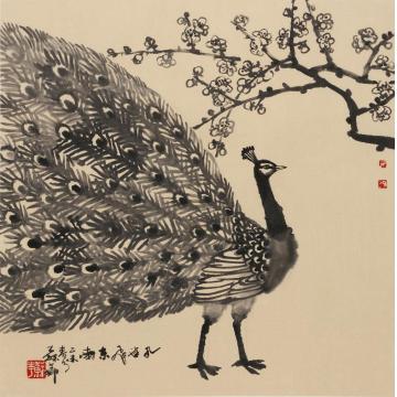 苏华国画花鸟孔雀飞东南字画之家