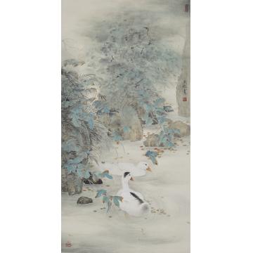 刘刚国画花鸟烟笼秋岸字画之家