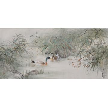 刘刚国画花鸟晓色秋凉字画之家