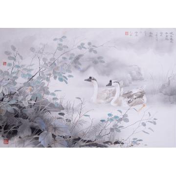 刘刚国画花鸟晓色迷蒙伴君游字画之家