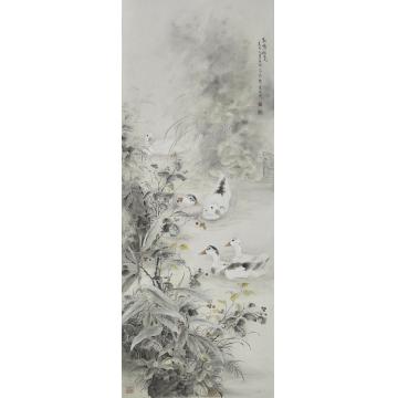 刘刚国画花鸟秋塘栖凫字画之家