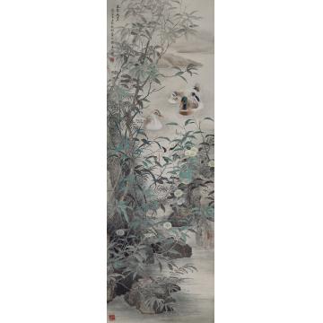 刘刚国画花鸟春染幽岸字画之家