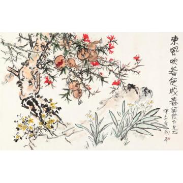 郑利平国画花鸟东风吹着就成春字画之家