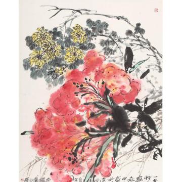 郑利平国画花鸟一丛草木无限秋字画之家