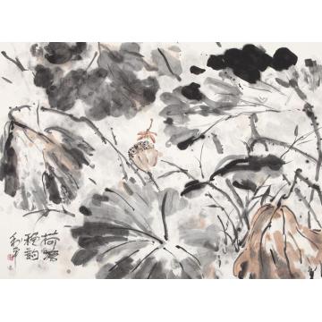 郑利平国画花鸟荷塘秋色字画之家
