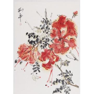 郑利平国画花鸟如烈火 似朝霞字画之家