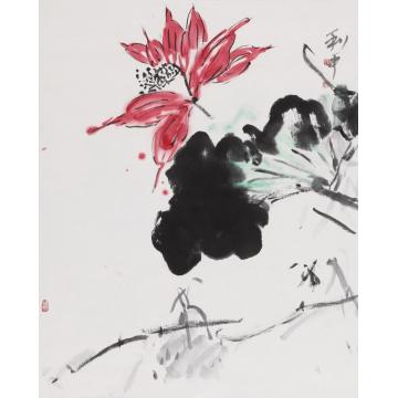 郑利平国画花鸟映日荷花别样红字画之家