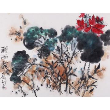 郑利平国画花鸟听雨声字画之家
