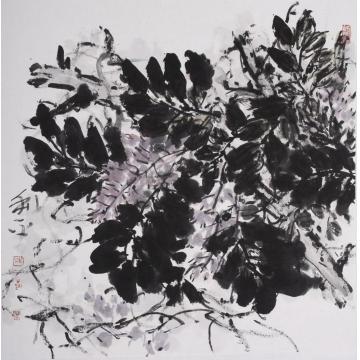 郑利平国画花鸟叶骊翠蓝漾春风字画之家