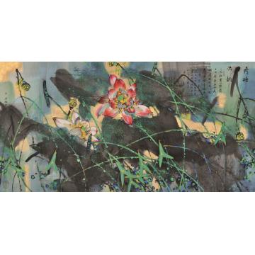 肖振中国画花鸟荷塘流韵字画之家