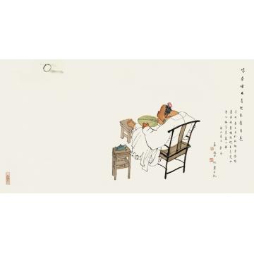 肖振中国画人物看月亮字画之家