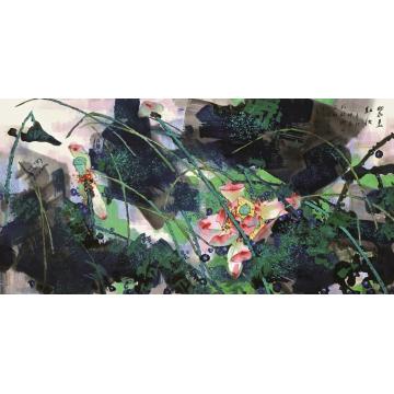 肖振中国画花鸟翠盖红装字画之家