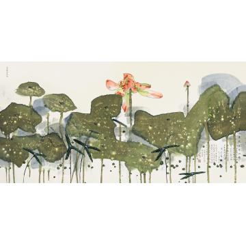 肖振中国画花鸟花发吾家池塘字画之家