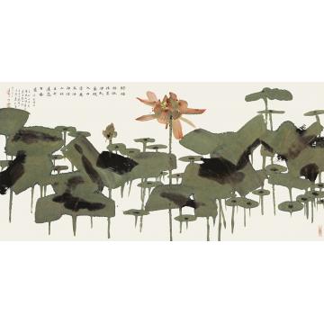 肖振中国画花鸟绿塘摇艳字画之家